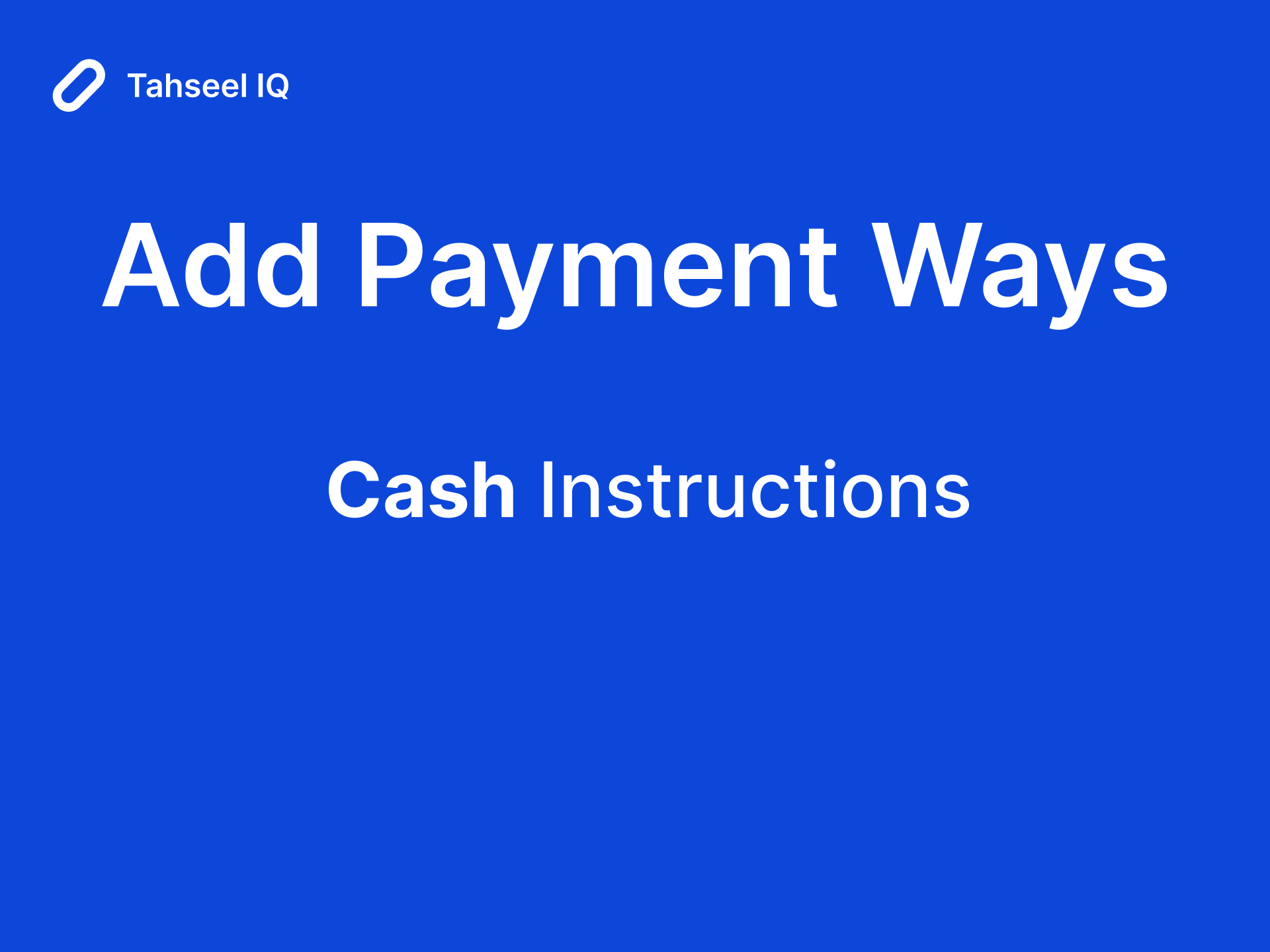 Enable cash payments